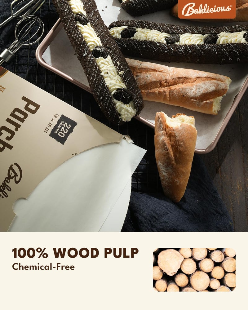 BAKLICIOUS 220 Pcs Unbleached Parchment Paper Baking Sheets, Baklicious Pre-cut Heavy Duty Parchment Baking Paper for Air Fryer, Oven, Bakeware, Steaming, Cooking Bread, CupCake, Cookies - Image 4